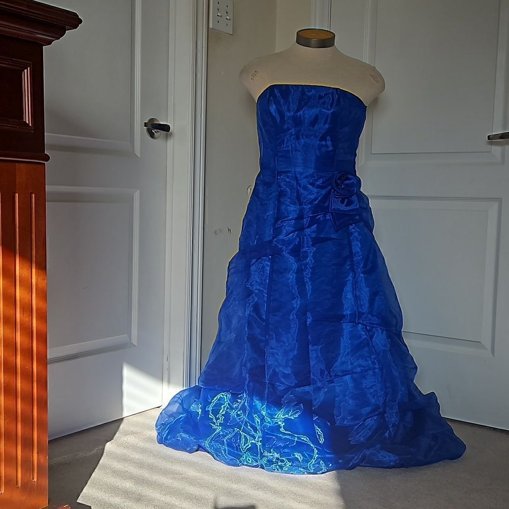 Jessica McClintock For Gunne Sax Strapless Royal Blue Ballerina Maxi Dress Size9